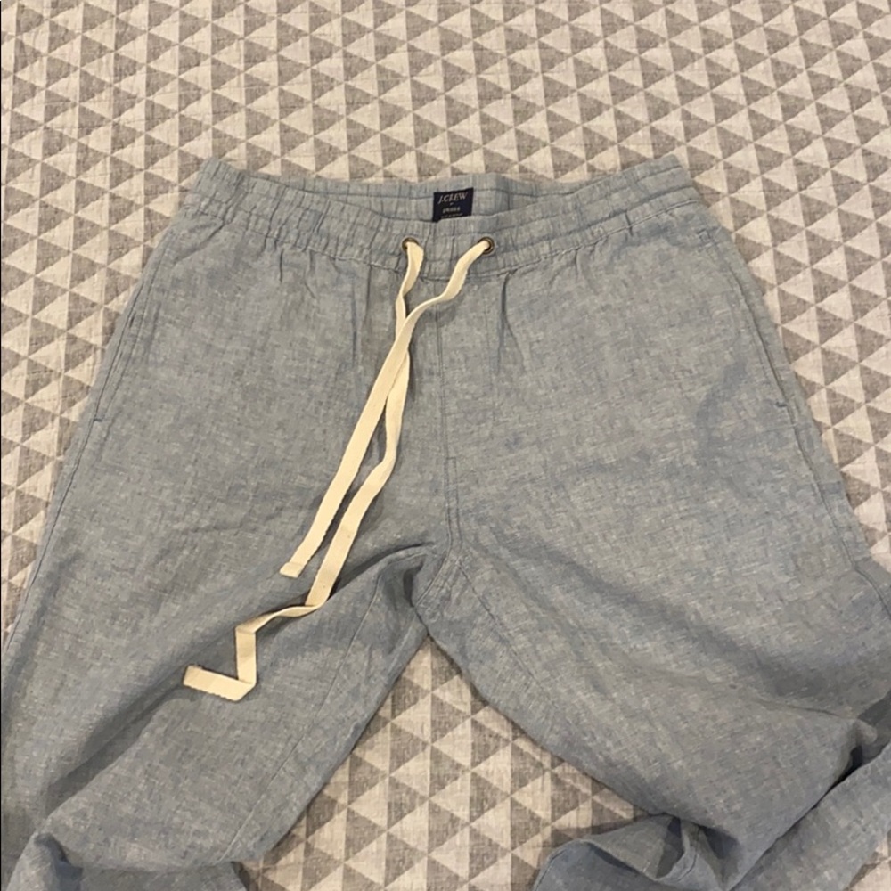Men’s J.CREW Sky Blue Linen Draw Pant (32x24)